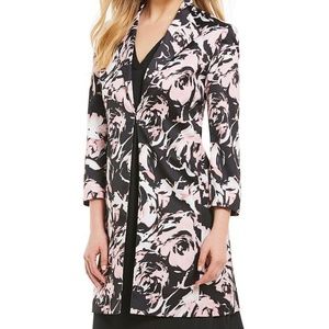Stunning Kasper Black and Pink Rose Pattern Jacket
